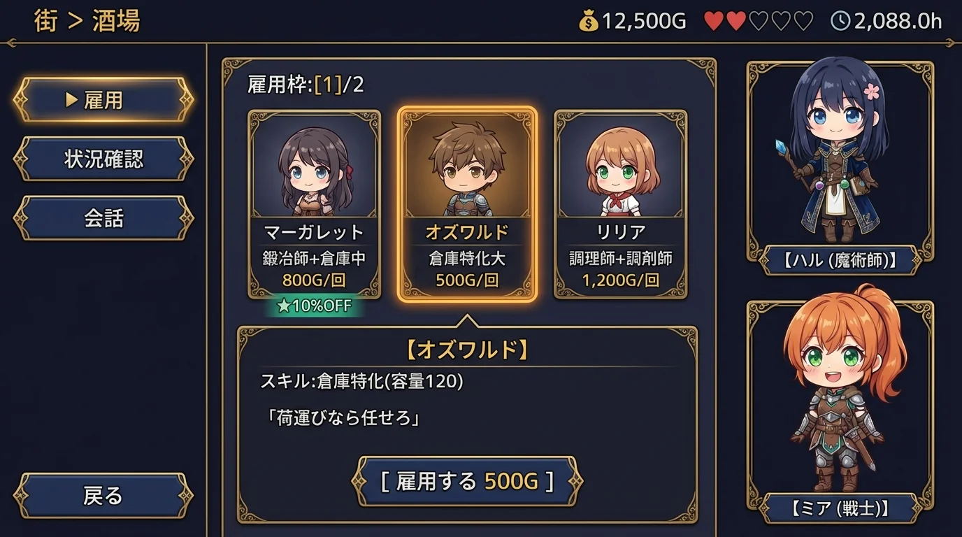 酒場（サブキャラ雇用）